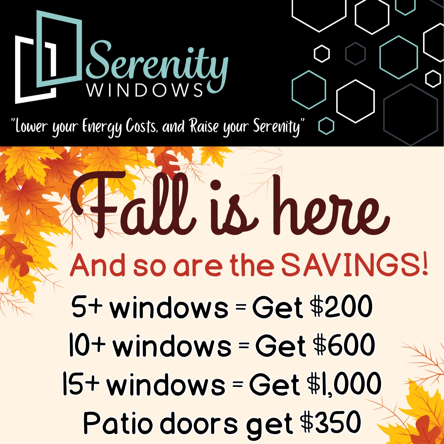 Fall is here and so are the Final days to SAVE! 🪟🍂 If you've hesitated to click that "approve" button, now is the time! 🪟🍂
