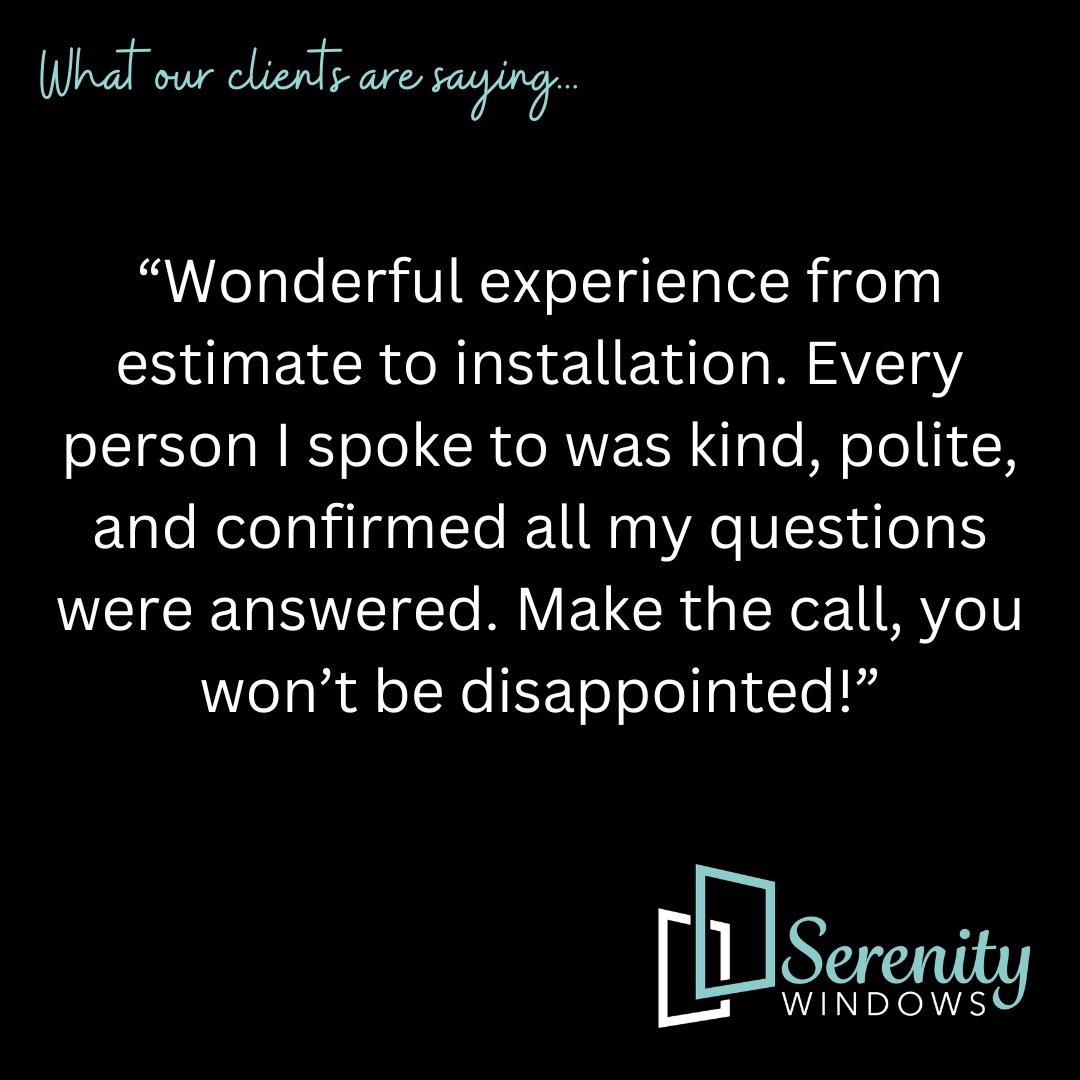 ⭐⭐⭐⭐⭐ Another happy Serenity Windows customer!

We truly appreciate our customers taking the time to share their experience with us. Thank you for trusting Serenity Windows with your home!

Thinking about replacing your windows or doors? We'd love to help. Contact us for a FREE estimate!

Serving Oregon City and the surrounding area.

#SerenityWindows #WindowReplacement #WindowInstallation #ReplacementWindows #DoorInstallation #HomeImprovement #OregonCity #OregonCityOregon #PortlandOregon #ClackamasCounty #WestLinn #LakeOswego #OregonContractor #OregonHomeowners #PNWHomes